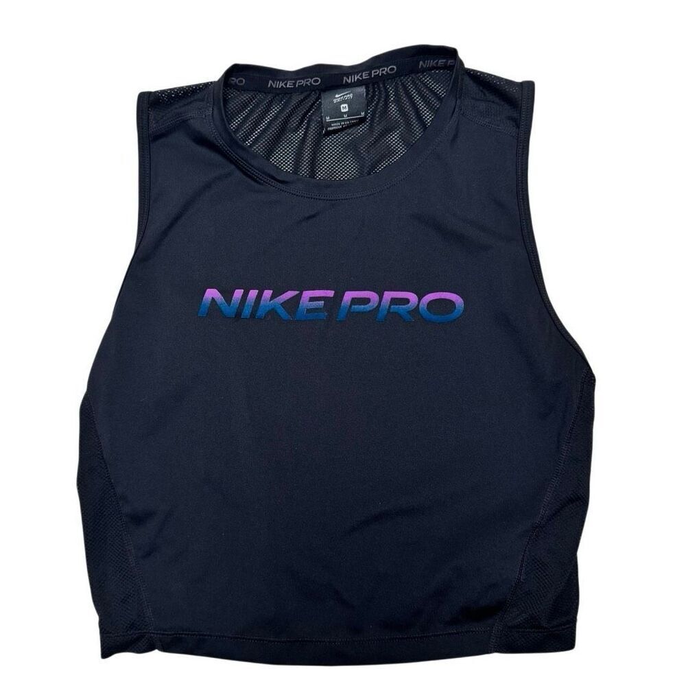 NIKE PRO DRI FIT TRAINING SLIM FIT CROP TANK TOP - Black CJ3697 WOMEN Medium